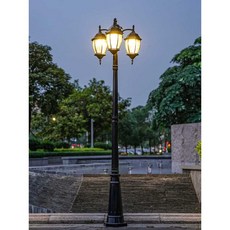 주물가로등 아파트 정원 놀이터 산책로 공터 공원, 2미터 - 램프 헤드 3개 청동색, 2미터 x 램프 3개 x 청동 x LED 광원