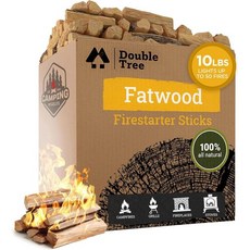 Double Tree Forest Products 파이어 스틸 더블 트리 팻우드 스타터 스틱 목재 스토브 화덕 캠프파이어 모닥불을 위한 프리미엄 수지가 풍부하고 독성이 없는 불, 10 Pounds, 1개