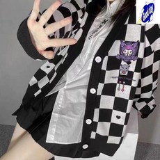 서브컬쳐 쿠로미옷 카디건 복고풍 집업 여성 긴팔 양산형