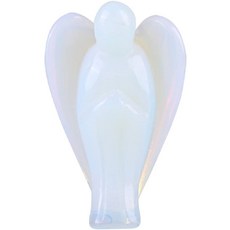 Garosa 크리스탈 에너지 차크라 Reiki의 치유 수호 천사 모양의 미니 입상 장식 힐링 스톤 천사 날개 선물, Opal