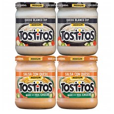 Tostitos 토스티토스 퀘소 Queso 버라이어티 블랑코 딥 & 치즈 살사 콘 15.5oz(439g) 4팩, 4개, 439g