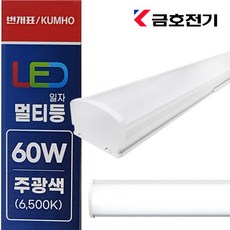 금호전기 번개표 LED 일자등 멀티등기구 60W 주광색 1200mm 주차장등 사무실등 매장용 주방등, 주광색(하얀색빛)), 1개