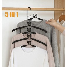 1 Multi Layer 5 in Non-Slip 분리형 헤비듀티 메탈 행거(옷장 정리부 바지 셔츠 청바지 5단/매직 행거) TV Save Closet Space, 단일옵션