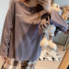 또온나 러블리 체크 잠옷세트 긴소매 데일리 홈웨어 파우치증정 CW아몬드