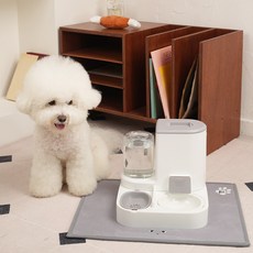 페키움 강아지 고양이 도자기 멀티 식기 반자동 급식기 급수기, -, 페키움 도자기 멀티 식기 매트세트 (그레이+야옹이)