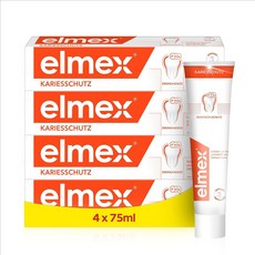 폴란드 elmex 치약 75ml x 4개 (매우 효과적인 카리에스 보호 치아 내구성을 위한 이중 활성 불화칼슘 보호막 제공)
