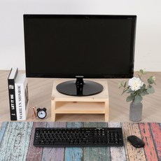 스토니처 원목 듀얼 모니터받침대 2단 미니더블