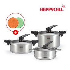 [해피콜] 스테인리스 IH진공냄비 세트(5.7L곰솥+3.8L전골+24cm스텐찜기)+캐치맙2, 상세 설명 참조, 상세 설명 참조