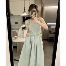ANYOU 여성 프렌치 원피스 롱 민소매 원피스 여름원피스