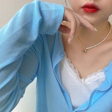 진주목걸이 천연 진주 choker하트 목걸이