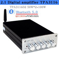 HIFIDIY TPA3116D2 2.1 서브 우퍼 증폭기 보드 자동차 디지털 오디오 증폭기 2X50W + 100W 홈베이스 서브, 07 A2.1N Silver QCC3034