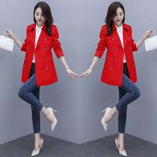 생활도움 2020년 가을 신상품 중롱 키 작은 패셔너블 무드 시크 신부 결혼 레드 트렌치코트