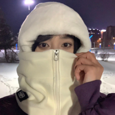 이상한상점 방한 바라클라바 빅사이즈 남녀공용 지퍼 넥워머 커플 3in1 일체형 등산 라이딩 스키모자, 1개, 아이보리