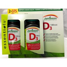 Jamieson Vitamin D3 1000Iu Tablets-(2X375) 750 Count Jamieson 비타민 D3 1000Iu 정제-(2X375) 750개, 750정, 1개
