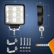 Nilight LED 트랙터 조명 포드 스퀘어 2피스 10.2cm 4인치 48LED 투광 바 안개등 운전 작업 트럭 오프로드 차량 ATV UTV 보트용