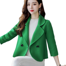 SHENGHUI 모직 코트 패션 숏 정장 모직 자켓 여성 가을 통근 코트 봄 루즈핏 긴팔 상의 겨울 패션 모직 코트 +2024*2*17WM122