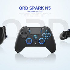 QRD Spark N5 무선 컨트롤러 - 플레이스테이션 PC PS4 PS3 모바일 Android iOS용. RGB 라이트 게임패드 충전식 배터리 프로그램 가능한 터, 1개