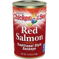 Chicken of the Sea Red Salmon 14.75 Ounce Cans (Pack of 12) 바다의 닭 붉은 연어 14.75온스 캔(12팩), 418g, 12개