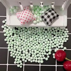 장식용 포장 스티로폼 알갱이 슬라임 재료 완충재 선물 상자 박스 공 풍선 데코 충전재, 4-6mm 민트 100g