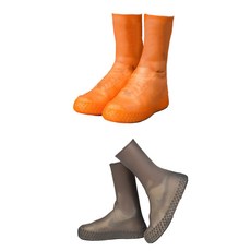 신발 방수 커버 실리콘 장마철 레인슈즈 커버 낚시 여행 뉴타임즈, 오렌지+블랙(235~280mm)