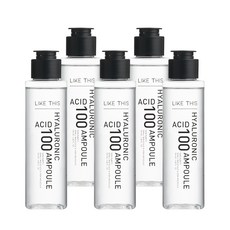 LIKE THIS 물광 피부보습 장벽강화 순도 100% 고농축 히알루론산 100 히알루올 원액 앰플, 5개, 100ml