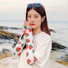 아 이 스 소매 토시 여풍 여름 자외선 차단 제 현 아 풍 망 빨 간 토시 운전 신기 소매 손목 토시 긴팔 장갑 딸기