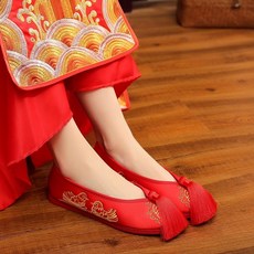 통굽웨딩슈즈 한나라의복 중국전통결혼복 신발 전용 결혼 여성신발 중식 빅사이즈 여성 공주스타일 결혼신발 통굽