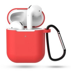 부드러운 실리콘 케이스 AirPods 보관함 헤드폰 보호 커버 안티 드롭 보호 충전 보관함 보관함, 빨간색, 하나