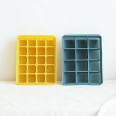 티지엠 실리콘 이유식 큐브 보관 용기 (뚜껑포함), 올리브, 4구(커버포함)