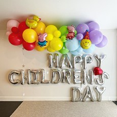 (파티셔스) 어린이날풍선 어린이날행사 포토존 장식 벌룬클라우드 풀세트 happy children's day