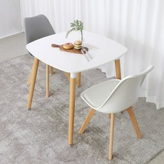 화이트 원형 사각 라운드 2인용 식탁 테이블 세트 (의자포함), 01. 도도 (블랙2개), E. 스텔라 800 (WH 사각 화이트)