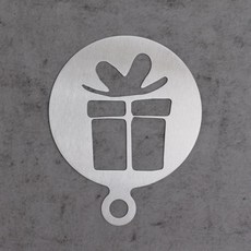 1+1 커피스텐실 라떼아트 스테인레스 스틸 장식 금속 폼 라떼 아트 템플릿 재사용 가능한 바리스타 카푸치노 크리스마스 스타일, 1개, 없음, 3) Christmas Gift