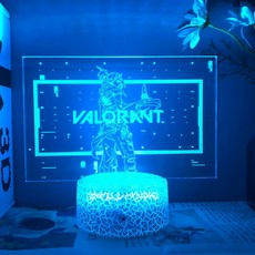 Valorant-액션 피규어 발로란트 3d Led 램프 23 가지 침실 모든 영웅 아크릴 야간 게임 룸 휴일 제트 게코, 5.02Logo - Black base 7colours