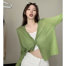 VERIT 브이넥 시스루 캔디톤 여름가디건 VT611