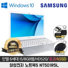 삼성 NT501R5L I5-6200/8G/SSD128G/15.6/WIN10, WIN10 Pro, 8GB, 128GB, 코어i5, 화이트