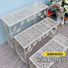  봉쥬르하우스 화분선반 진열대 엔틱한스타일 발코니 랙, 계단형 격자 대/중/소 세트 - 빈티지 화이트 