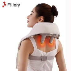 FiIIery KC 인증 무선 목 어깨 마사지기 허리 지압기 업그레이드 6두 충전식 안마기, 펄화이트