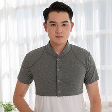 검도 용품 상의 보호대 보호옷 긴팔 얇은 타입 어깨 보호 조끼 패드, 다크 그레이 여름 얇은 카라 쇼트