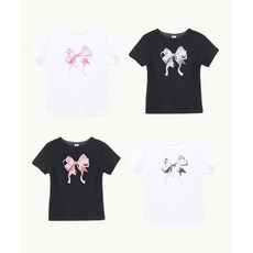 론론 RONRON DOUBLE RIBBON T SHIRT4COLOR