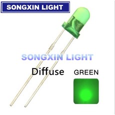 100 개/몫 F3 미니 LED 다이오드 3mm 녹색 색상 확산 라운드 DIP 발광 다이오드 LED 램프 빛 전자 부품, 단일옵션선택개