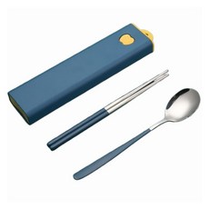 일상핏 무소음 휴대용 수저세트, 다크블루, 1세트, 숟가락 + 젓가락 + 케이스