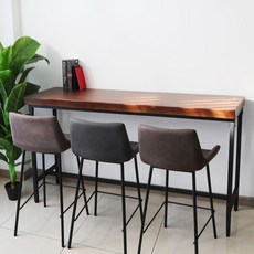 [저스틴퍼니처]허쉬 우드슬랩 홈바 테이블(1600), 연월넛-의자제외