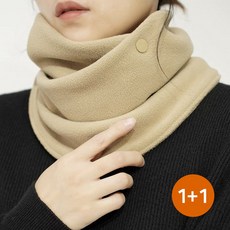 [1+1] HaruHaru 겨울 방한 플리스 넥워머, 2개(블랙+베이지)