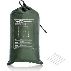 DD Tarp 타프 4x4 내수성 3000mm 사용하기 쉬운 사각 타프 & 6 x 9 "Tent Pegs 세트 [병행 수입품] Olive green