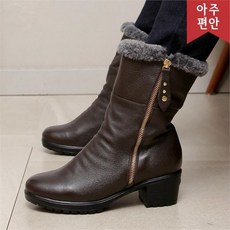 호박슈즈 5cm 양가죽 우레탄창 털안감 국내생산 지퍼포인트 하프부츠 110442
