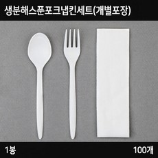 포장데코_생분해스푼포크냅킨세트(개별포장) (1봉) 100개 Z52024Q605, 1개