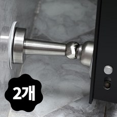 루폭트 무타공 자석 일자형 방문 도어스토퍼 1+1 실버 세트, 2개