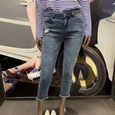 베네통 70프로 데미지 중청 워싱 슬림핏 청바지