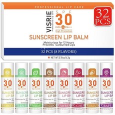SPF 30 자외선 차단제가 있는 립밤 SPF 립밤 벌크 여행용 사이즈-16팩 비타민 E와 코코넛 오일이 함유된 하, 32개