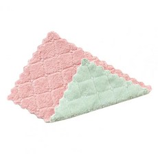 핸드 접시 타올 타월 양털 섬세한 주방 걸레 물 부드러운 흡착 행주 키친크로스 청소 수건 산호, GreenPink, 1개